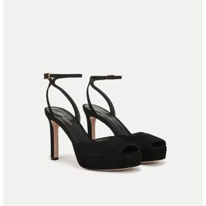 New Veronica Beard Brianne Sandals Black Suede Sz 8.5